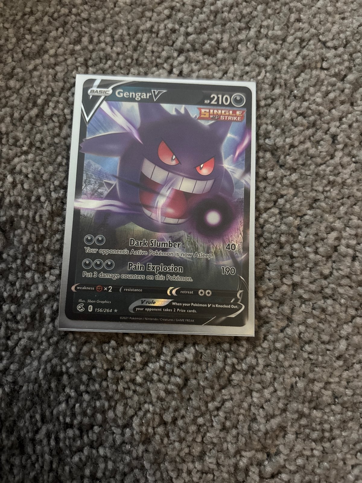 Pokémon Gengar V (Single Strike) 156/264, Ophalen of Verzenden, Zo goed als nieuw, Losse kaart