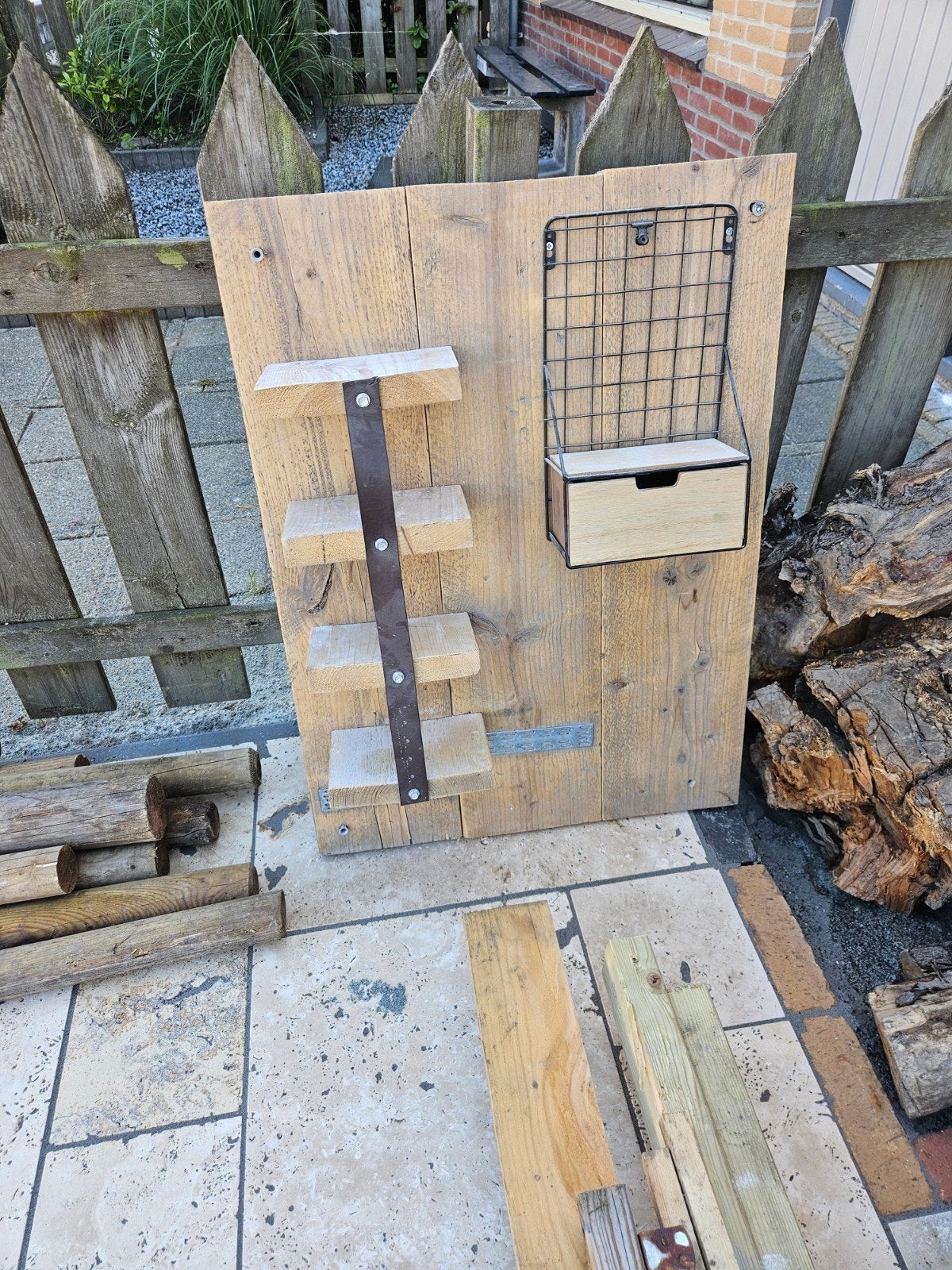 Zelfgemaakte steigerhouten WC-rek voor rollen en accessoires, Ophalen, Hout, Nieuw, Landelijk