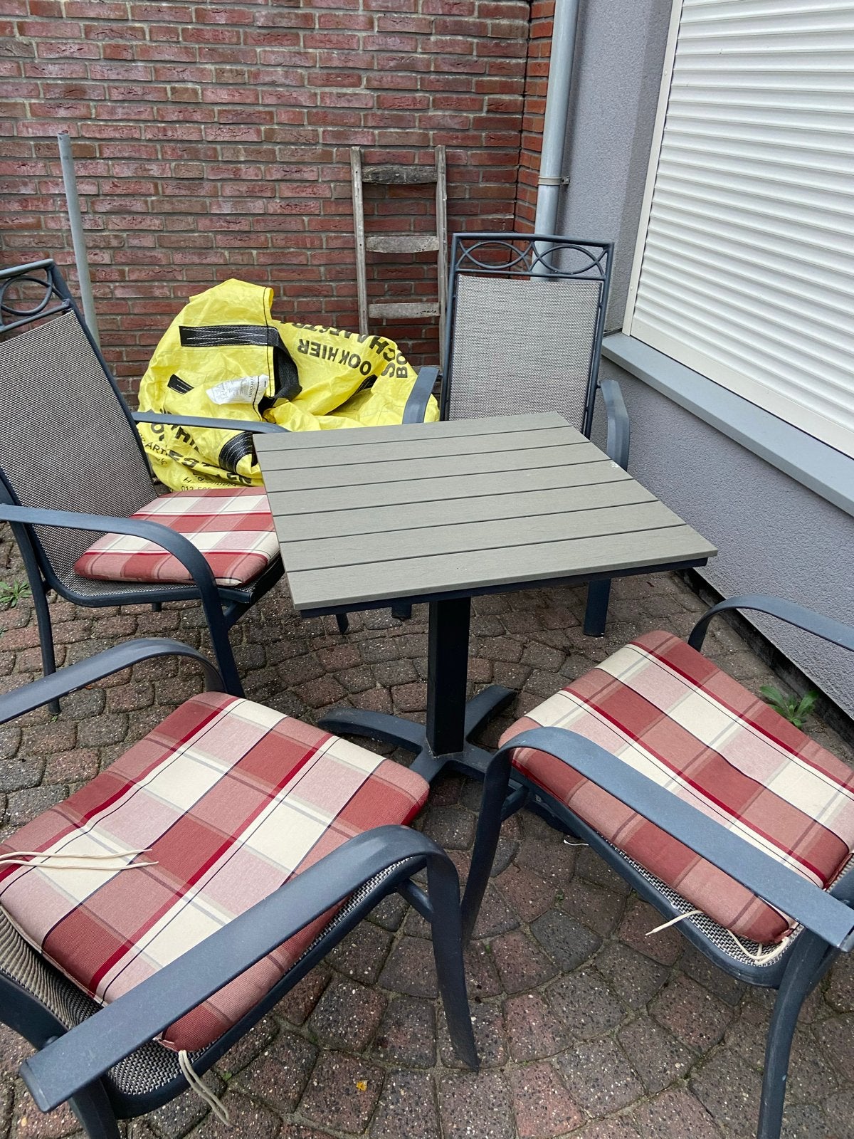 Tuinset met 4 stoelen en tafel, Tuin en Terras, Ophalen, Gebruikt, Eettafel, Tuinset