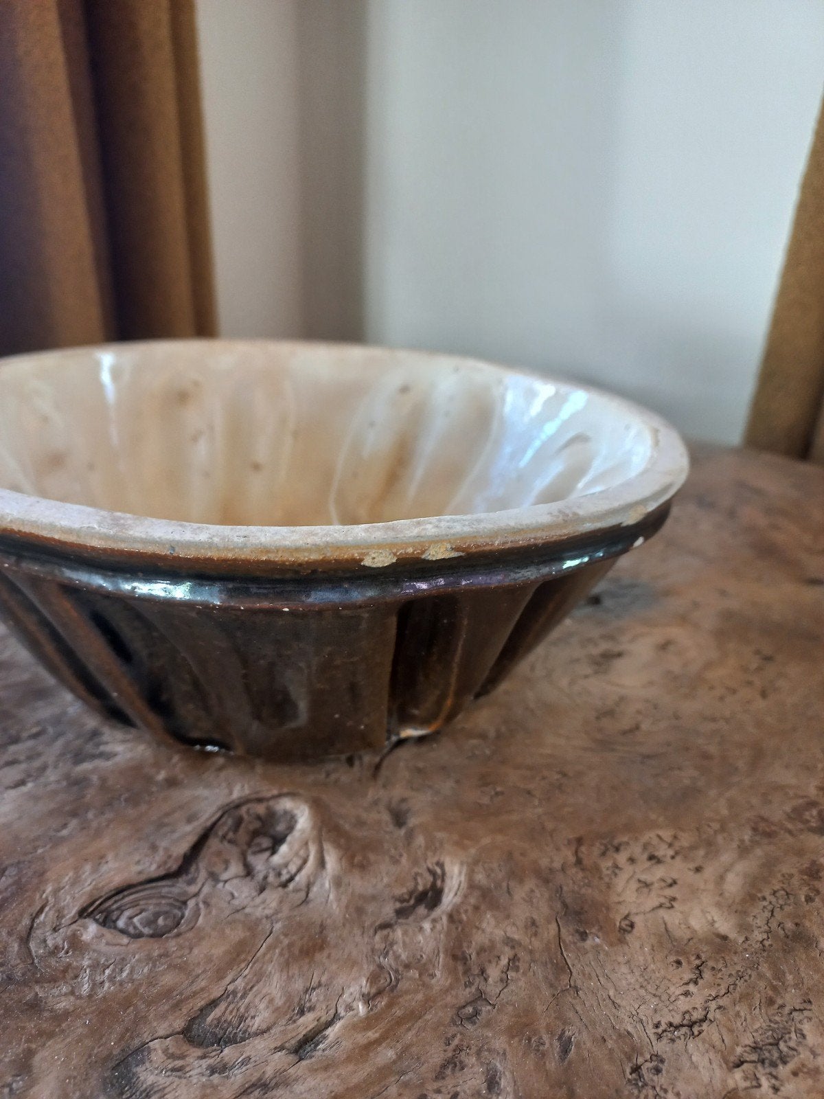 Brocante schaal / puddingvorm uit Frankrijk, Gebruikt, Schaal, Rond, Ophalen of Verzenden