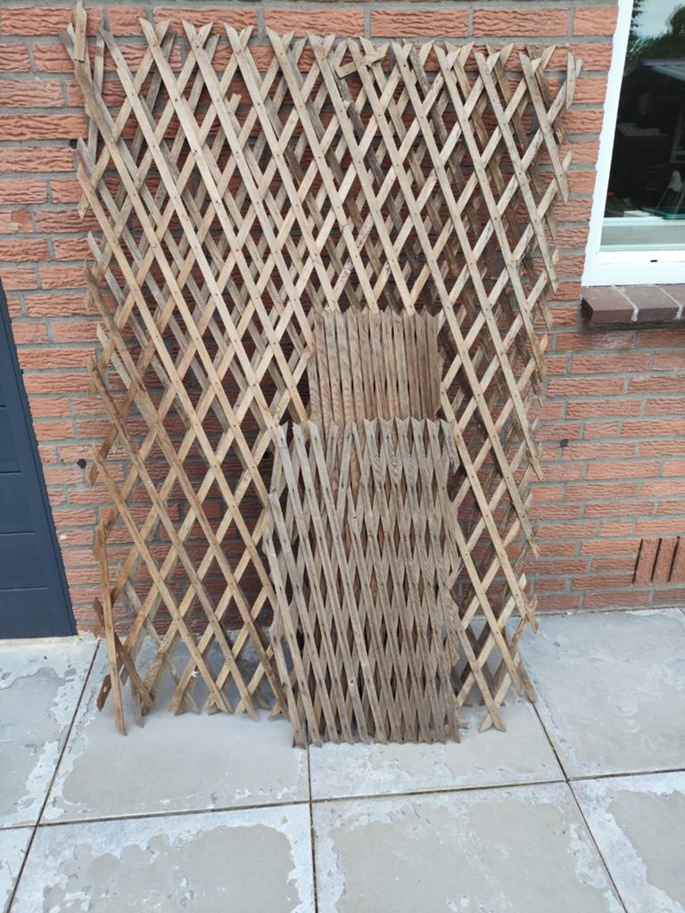 Houten harmonicagaas voor klimplanten of decoratie, Ophalen of Verzenden, Gebruikt, Hout, Tuinhek