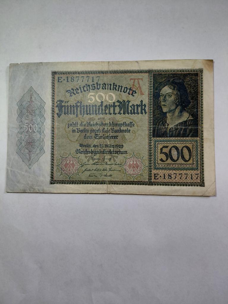 Duitse 500 mark 1922, Ophalen of Verzenden, Duitsland
