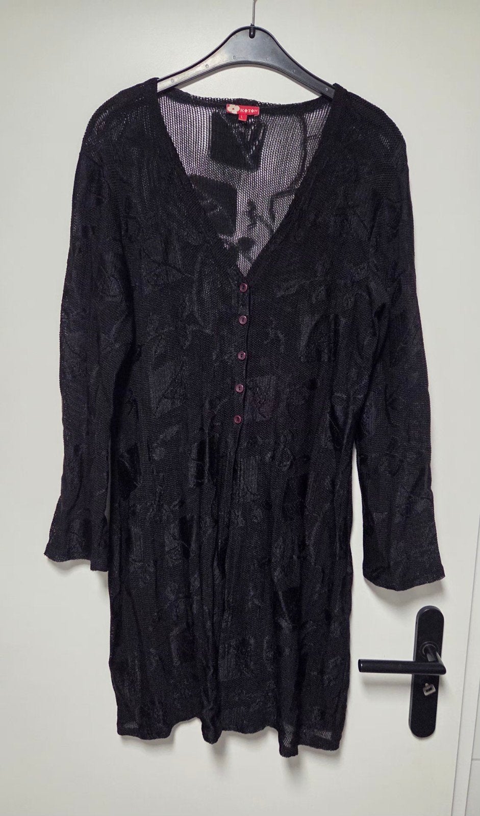 mooi lang zwart gehaakt vest koton maat L/40, Kleding | Dames, Maat 38/40 (M), Zwart, Ophalen of Verzenden, Zo goed als nieuw