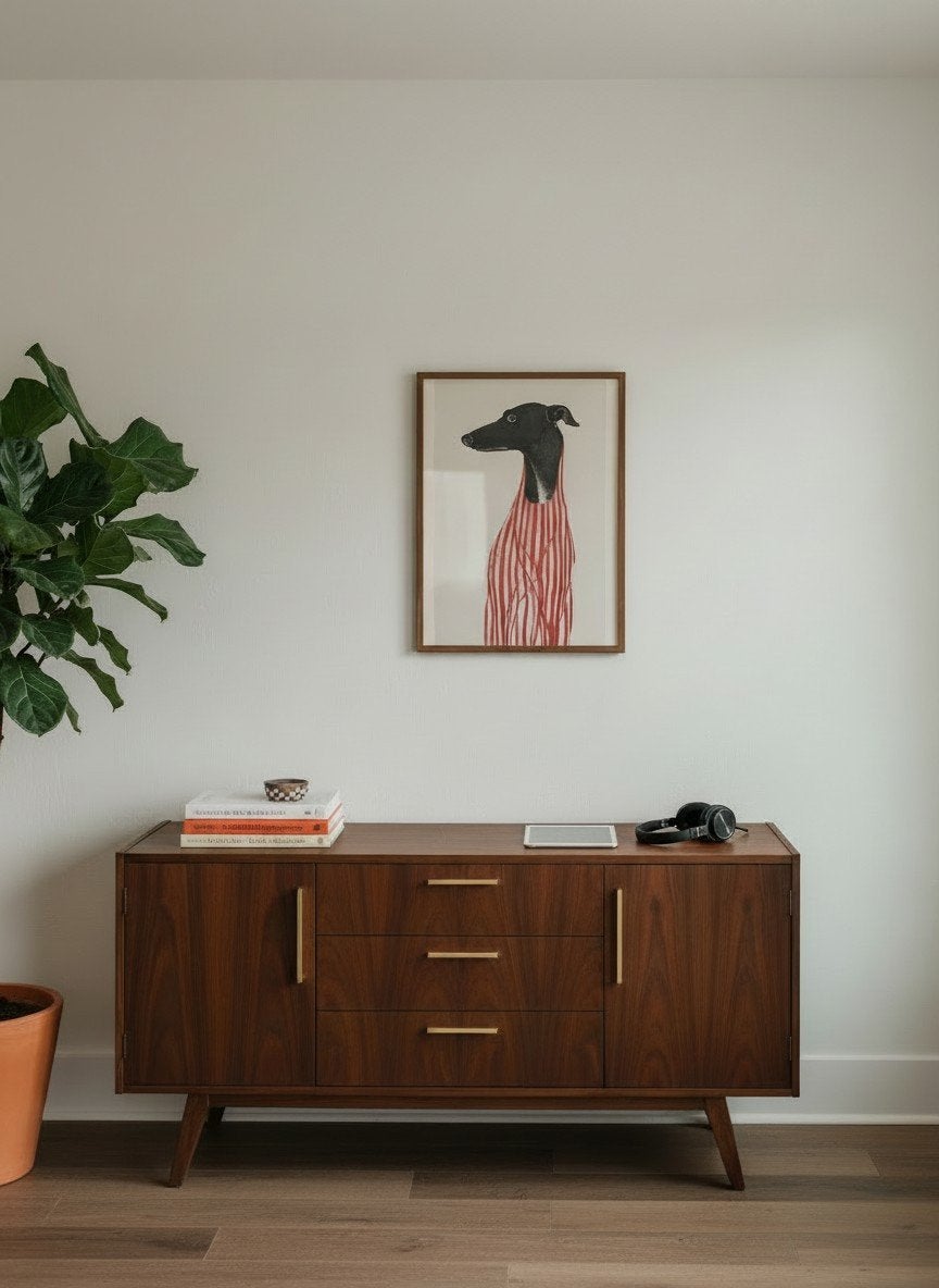 Canvasprint van een Greyhound (40x60 cm) – Moderne, minimali, Ophalen of Verzenden, Nieuw, A1 t/m A3