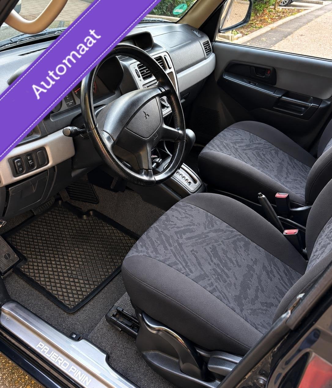 Mitsubishi Pajero Pinin 1.8 GLX/1e Eig/114 PK/Airco/Trekhaak, Auto's, Stof, Gebruikt, 1834 cc, Zwart