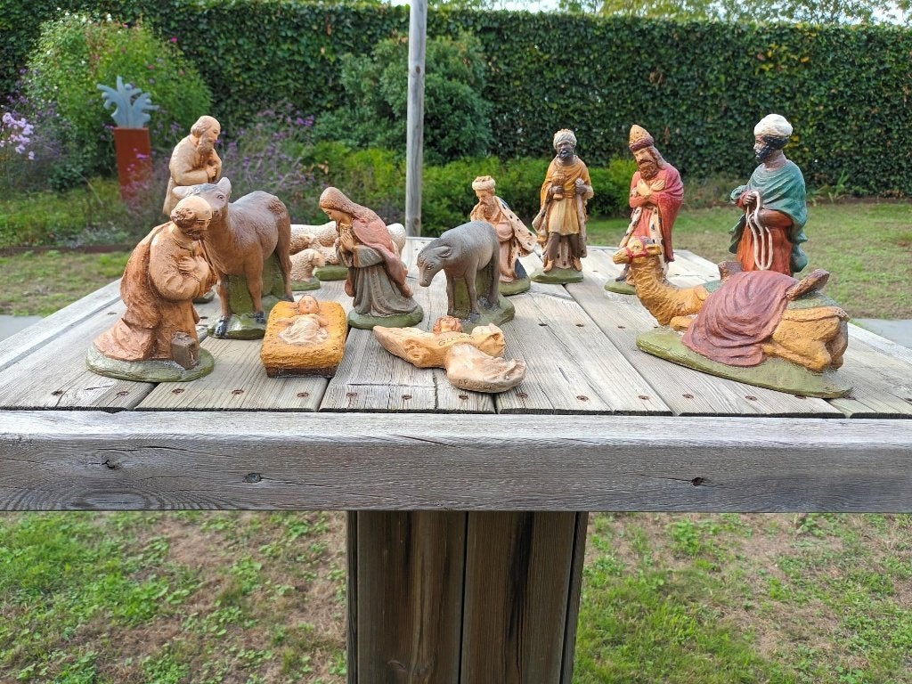 complete, oude kerstgroep met stal, Ophalen, Gebruikt