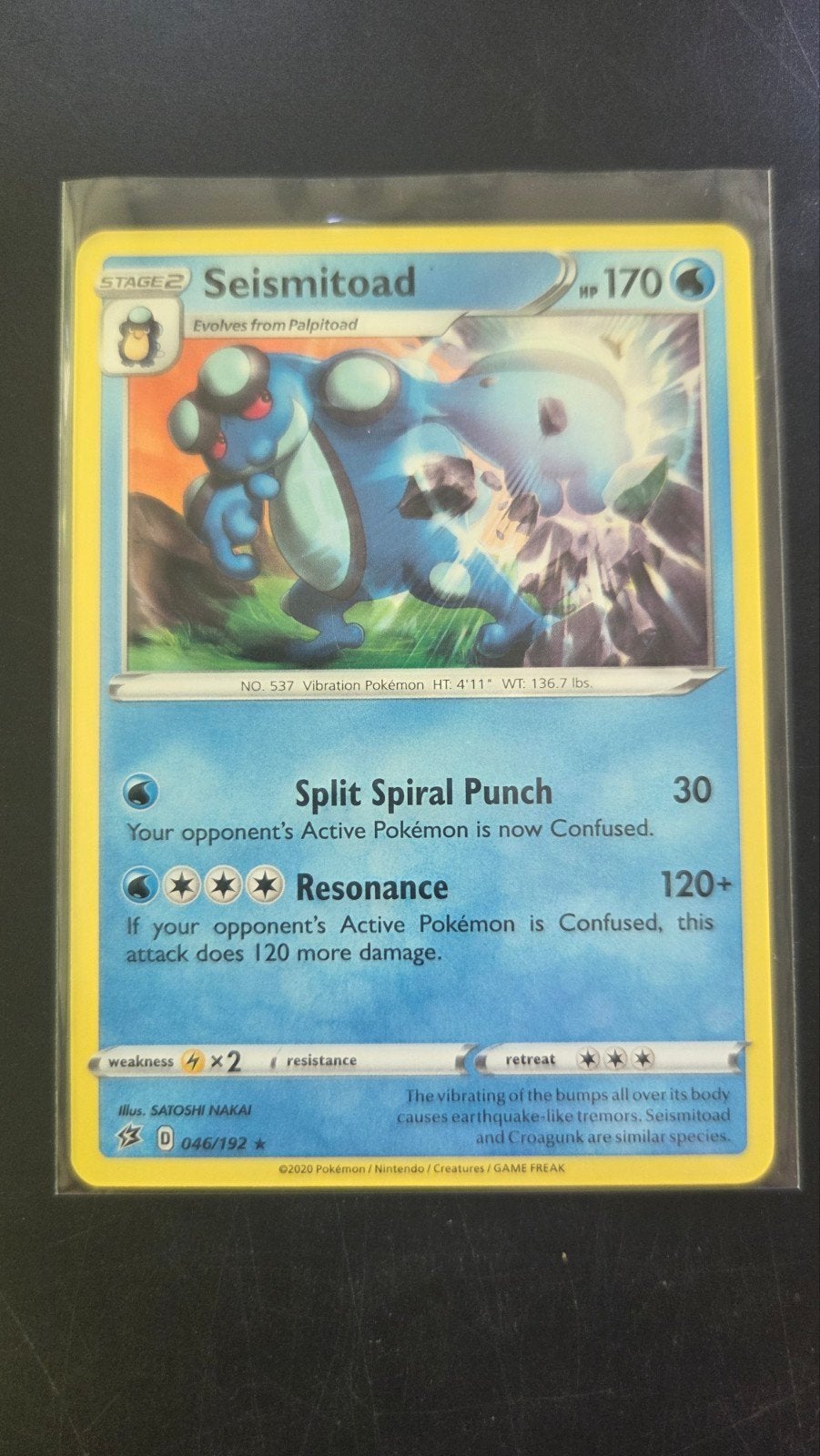 Seismitoad 046/192 Rare - Rebel Clash Pokémon Kaart, Verzenden, Zo goed als nieuw, Losse kaart