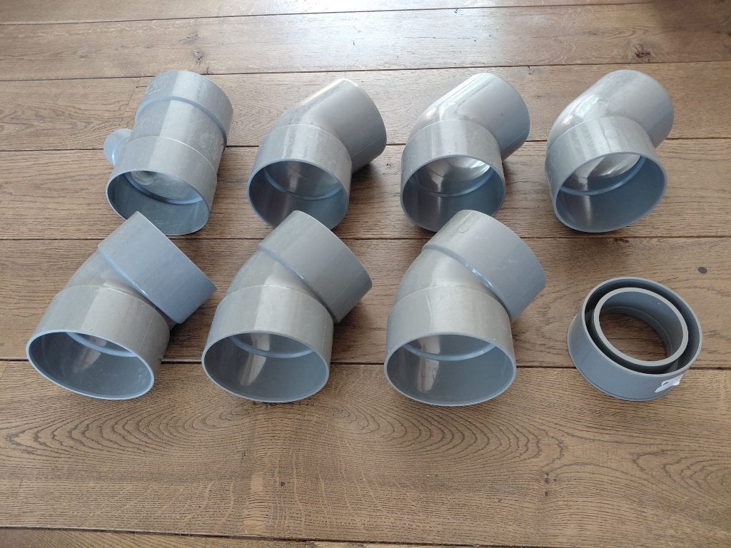 Dyka PVC rioolfittingen/ mof/ bocht 110 mm (SN8), Doe-het-zelf en Verbouw, Buizen en Afvoer, Bochten, Pvc, Ophalen of Verzenden