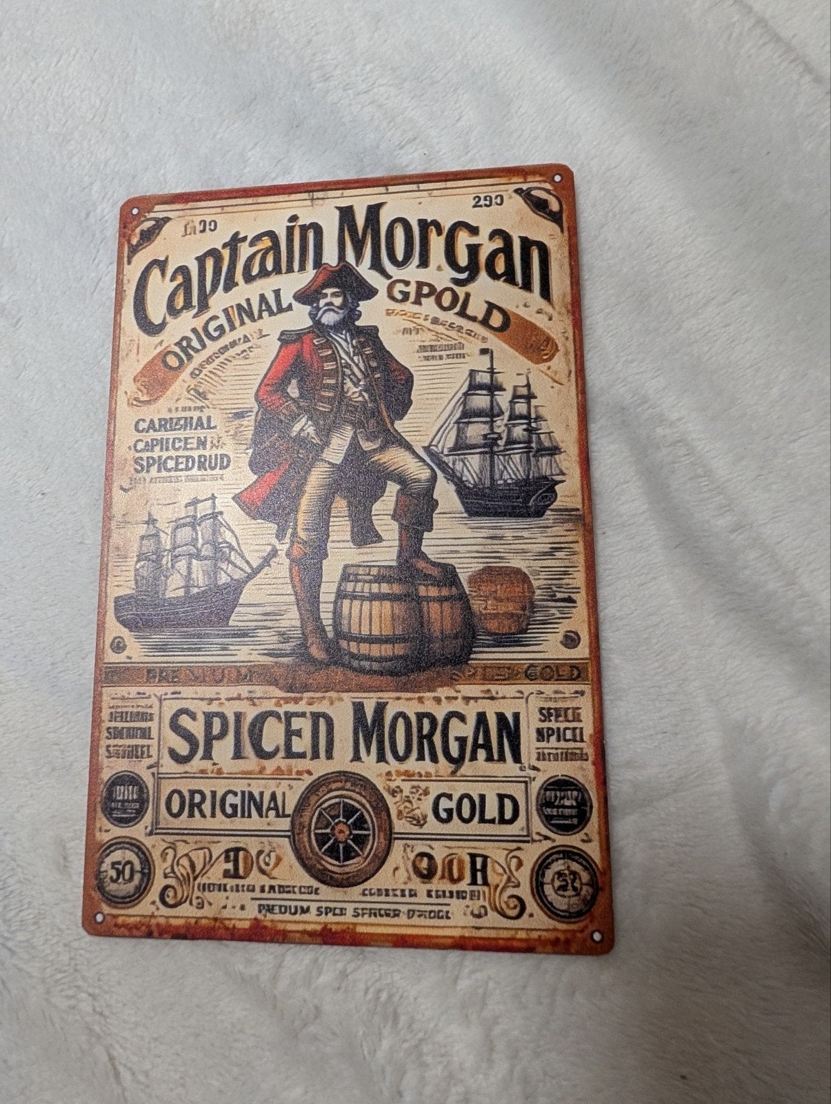 Decoratief houten plankje met Captain Morgan opdruk, Gebruikt, Meerkleurig, Ophalen of Verzenden, Vintage