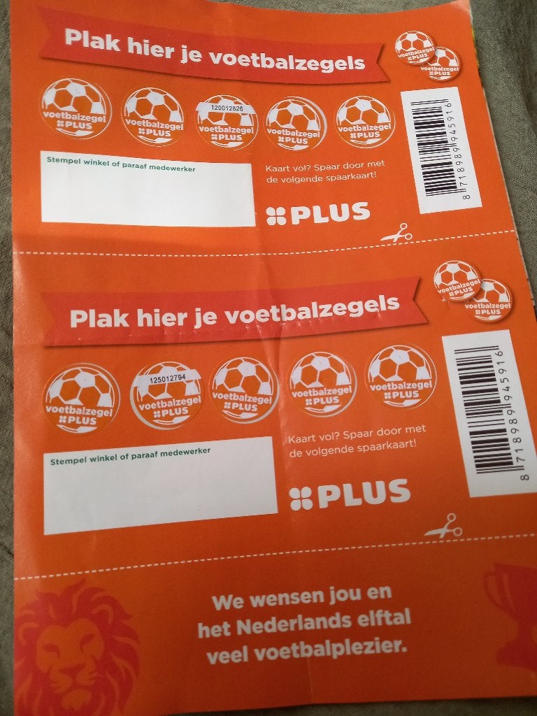 Gratis spaarzegels van de Plus (voetbal), Plus, Ophalen