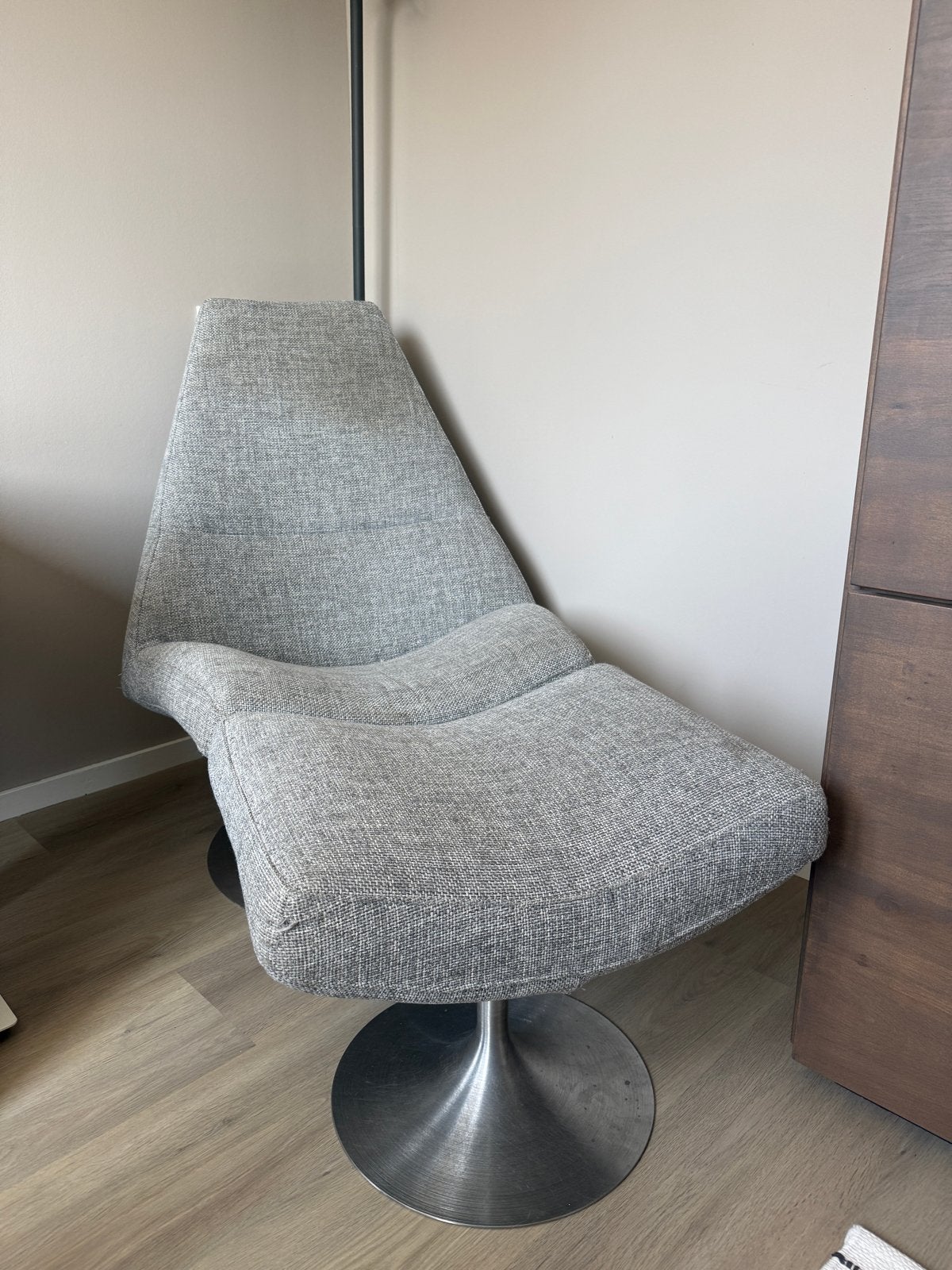 Goossens Lion draai fauteuil - Grijs stof, Ophalen, Gebruikt, Stof, 75 tot 100 cm