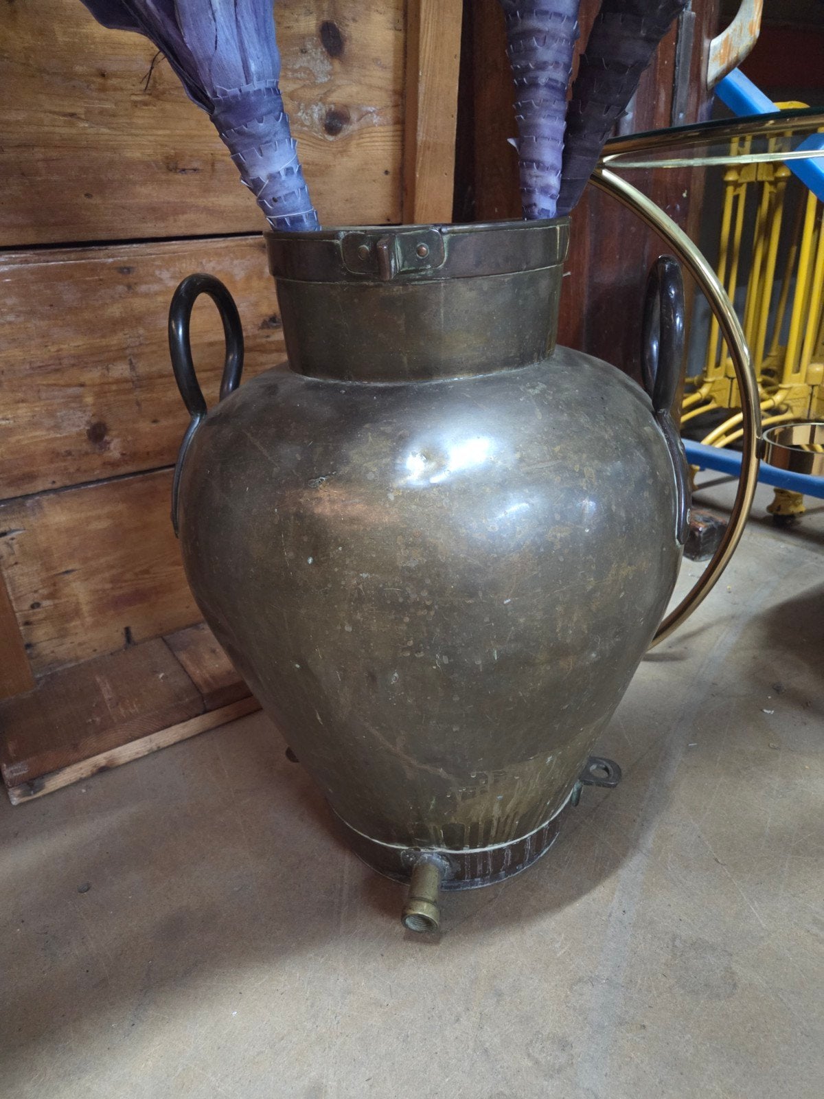 Antieke koperen waterketel met kraan, Ophalen of Verzenden