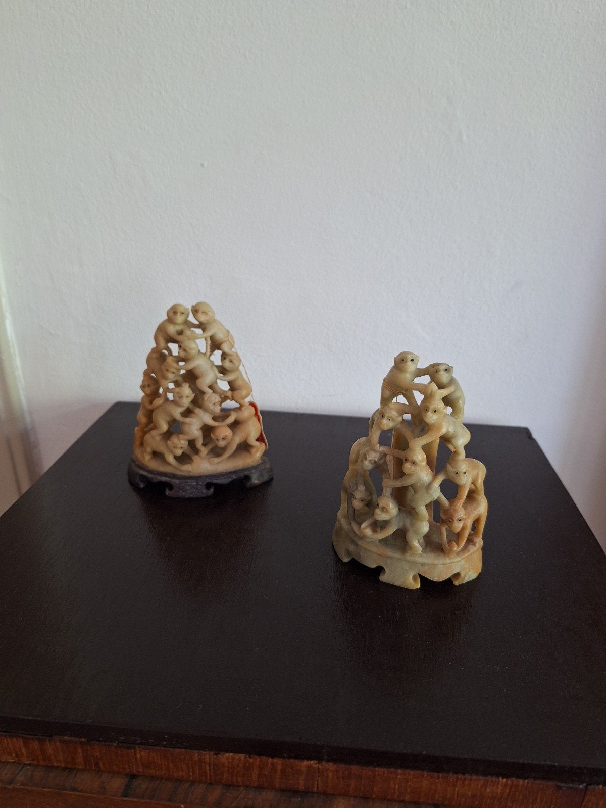 Set van 2 antieke apenbeeldjes van speksteen, Ophalen of Verzenden