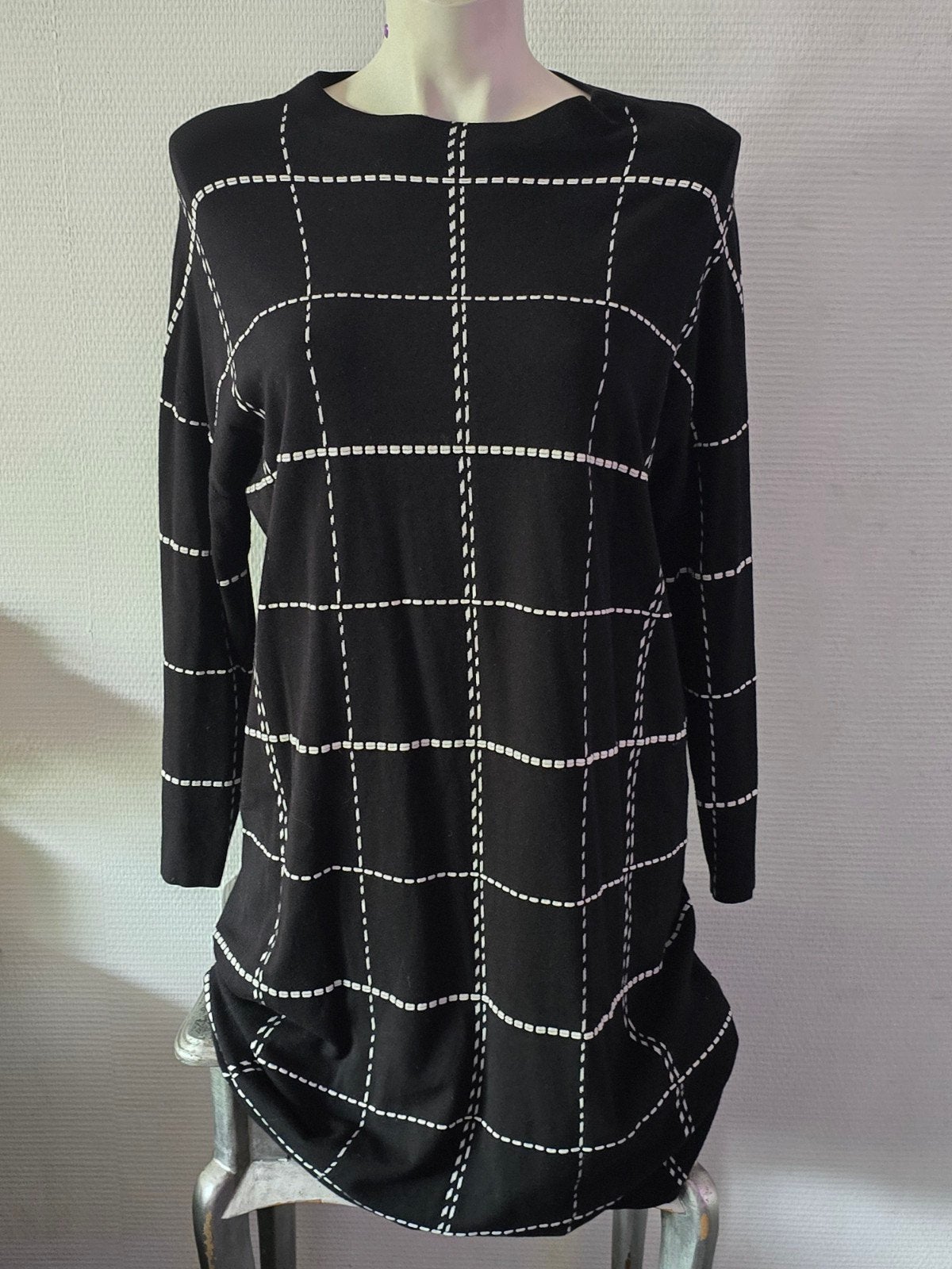 Gerry Weber Zwart Geruit Jurkje Maat 46, Zwart, Maat 46/48 (XL) of groter, Ophalen of Verzenden, Zo goed als nieuw