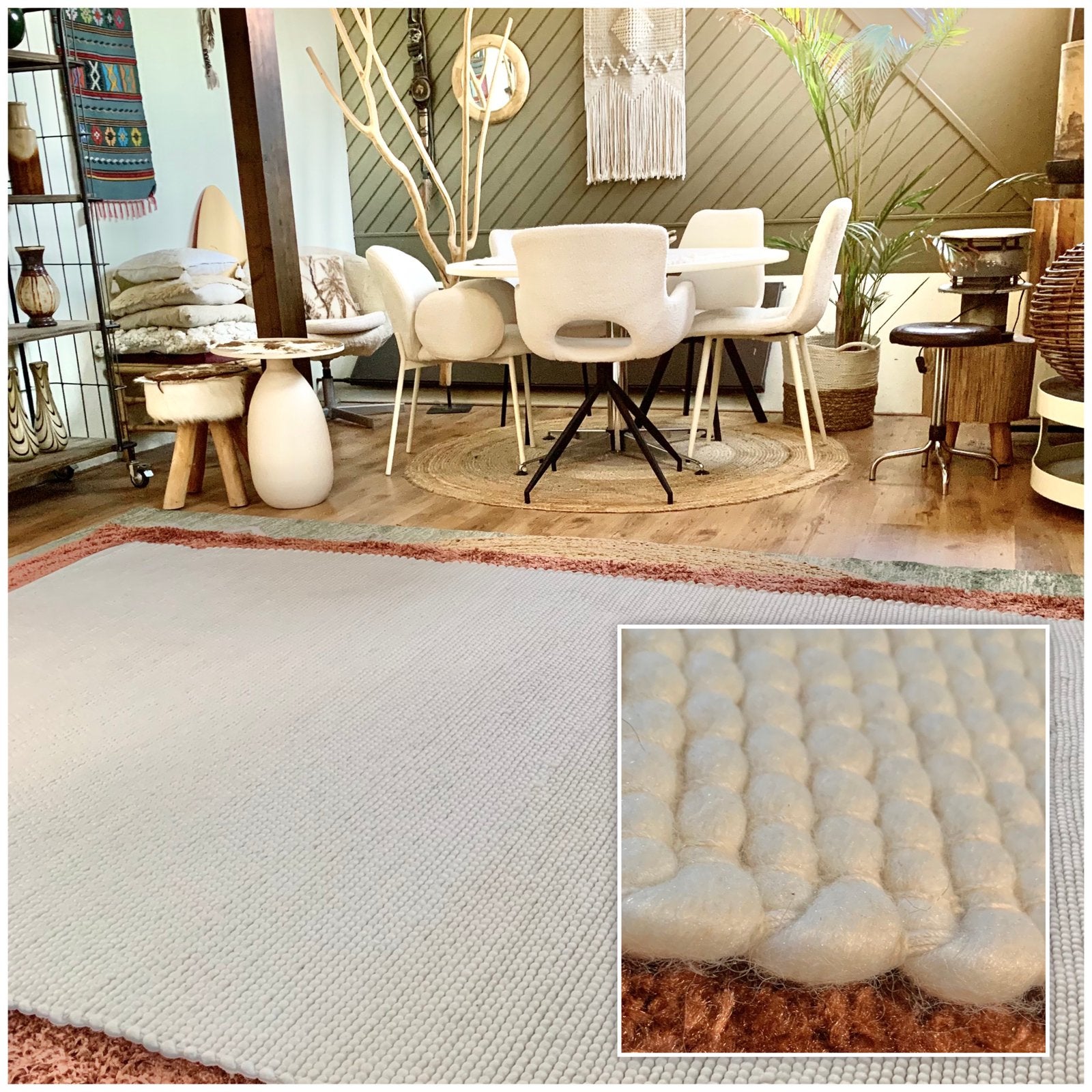 Creme royaal - wol vloerkleed 250x170CM - fotoshoot, Ophalen, 150 tot 200 cm, 200 cm of meer, Zo goed als nieuw