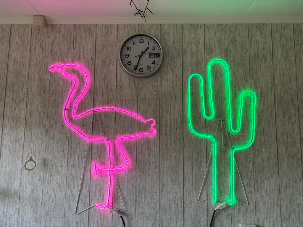 Led verlichting cactus en flamingo, Ophalen, Zo goed als nieuw