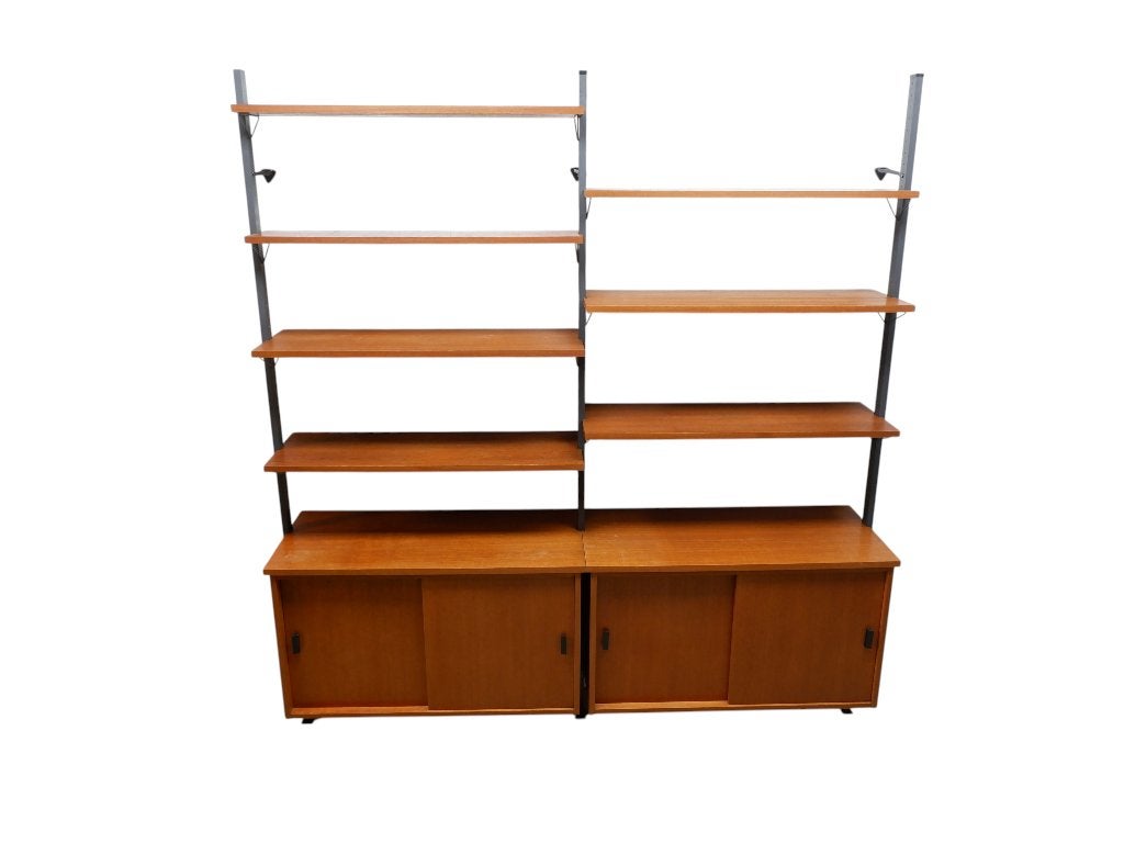Zweedse Vintage teak wandkast van Olof Pira, jaren 60, Ophalen, Teakhout, 200 cm of meer, 150 tot 200 cm