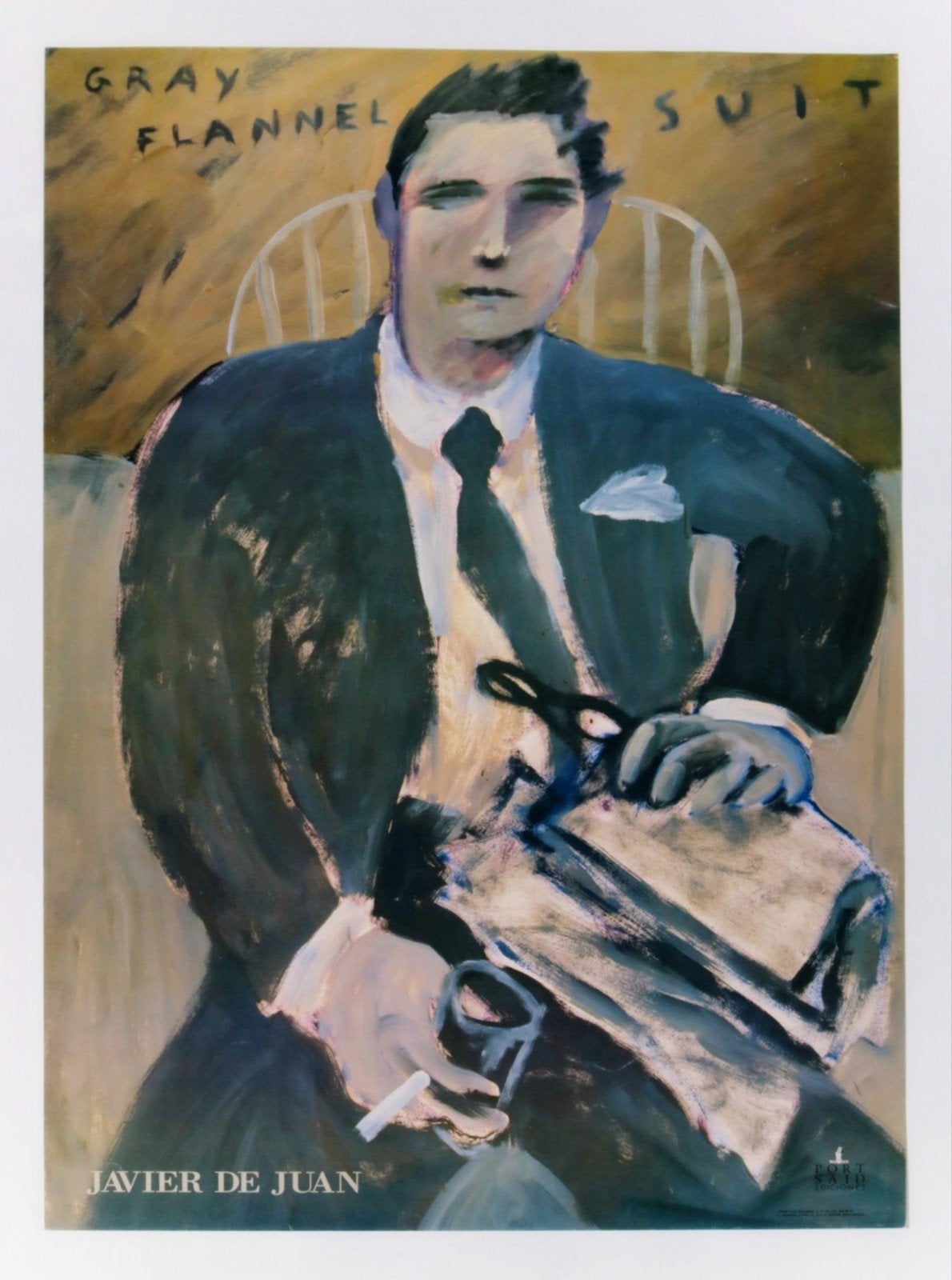 Javier de Juan.. ""Gray Flannel Suit", Antiek en Kunst, Portret en Figuren, Gesigneerd in de plaat, Offsetdruk, Ophalen of Verzenden