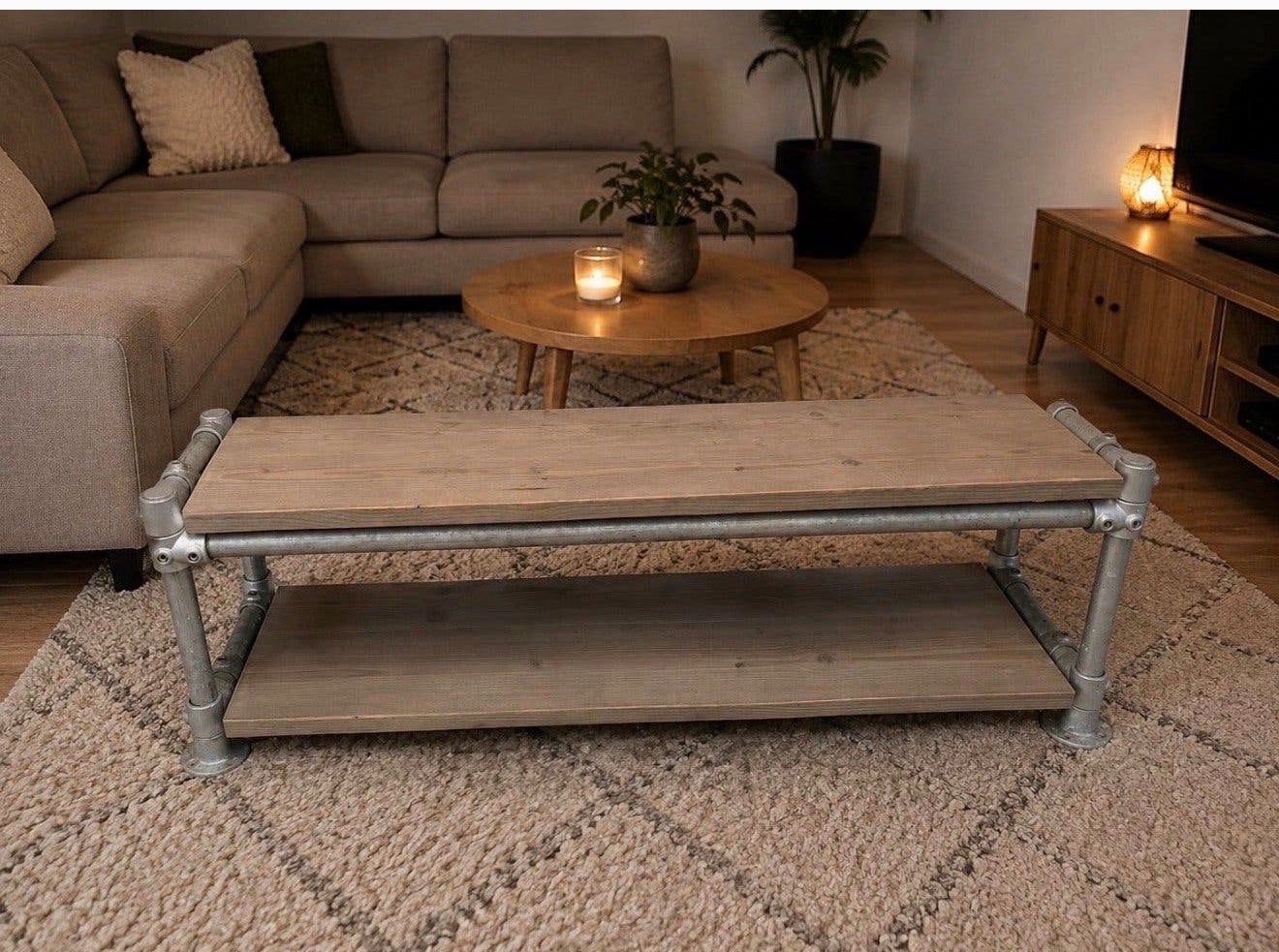 Steigerhouten TV-meubel met industriële look, 100 tot 150 cm, Ophalen of Verzenden, Zo goed als nieuw, Minder dan 100 cm