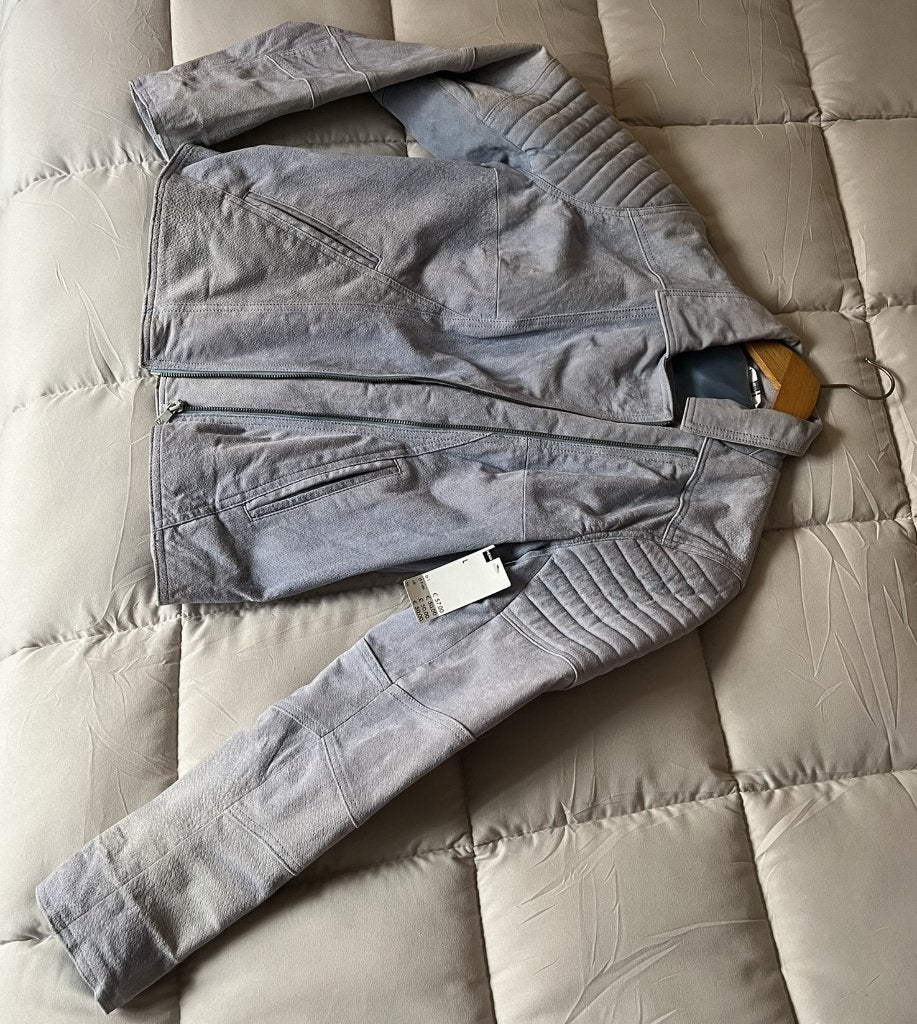 suede jasje, nooit gedragen maat 36/38, Ophalen, Nieuw, Maat 38/40 (M), Blauw