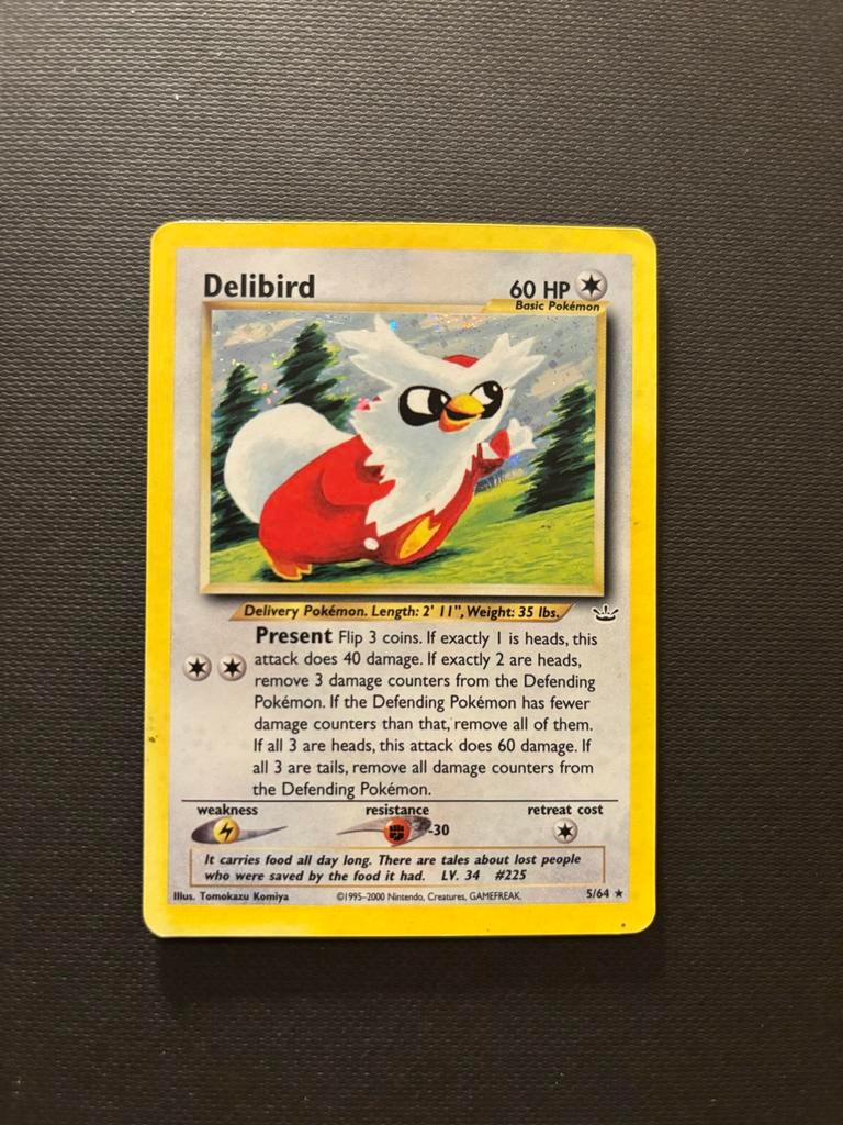 Delibird Pokémon Kaart 5/64 Neo Revelation Holo Foil, Ophalen of Verzenden, Zo goed als nieuw, Losse kaart, Foil