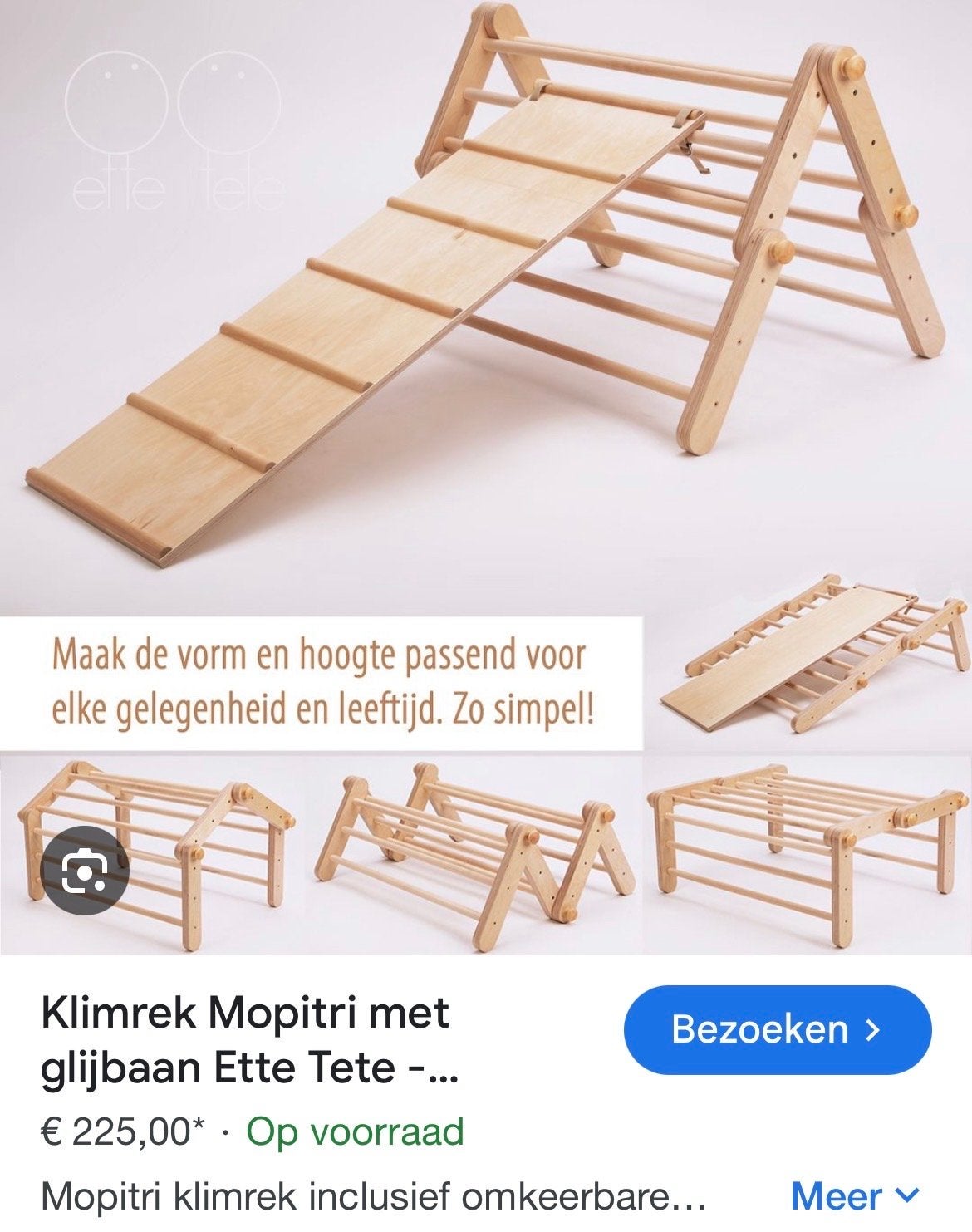 Klimrek Mopitri met glijbaan van Ette Tete, Ophalen, Nieuw, Glijbaan