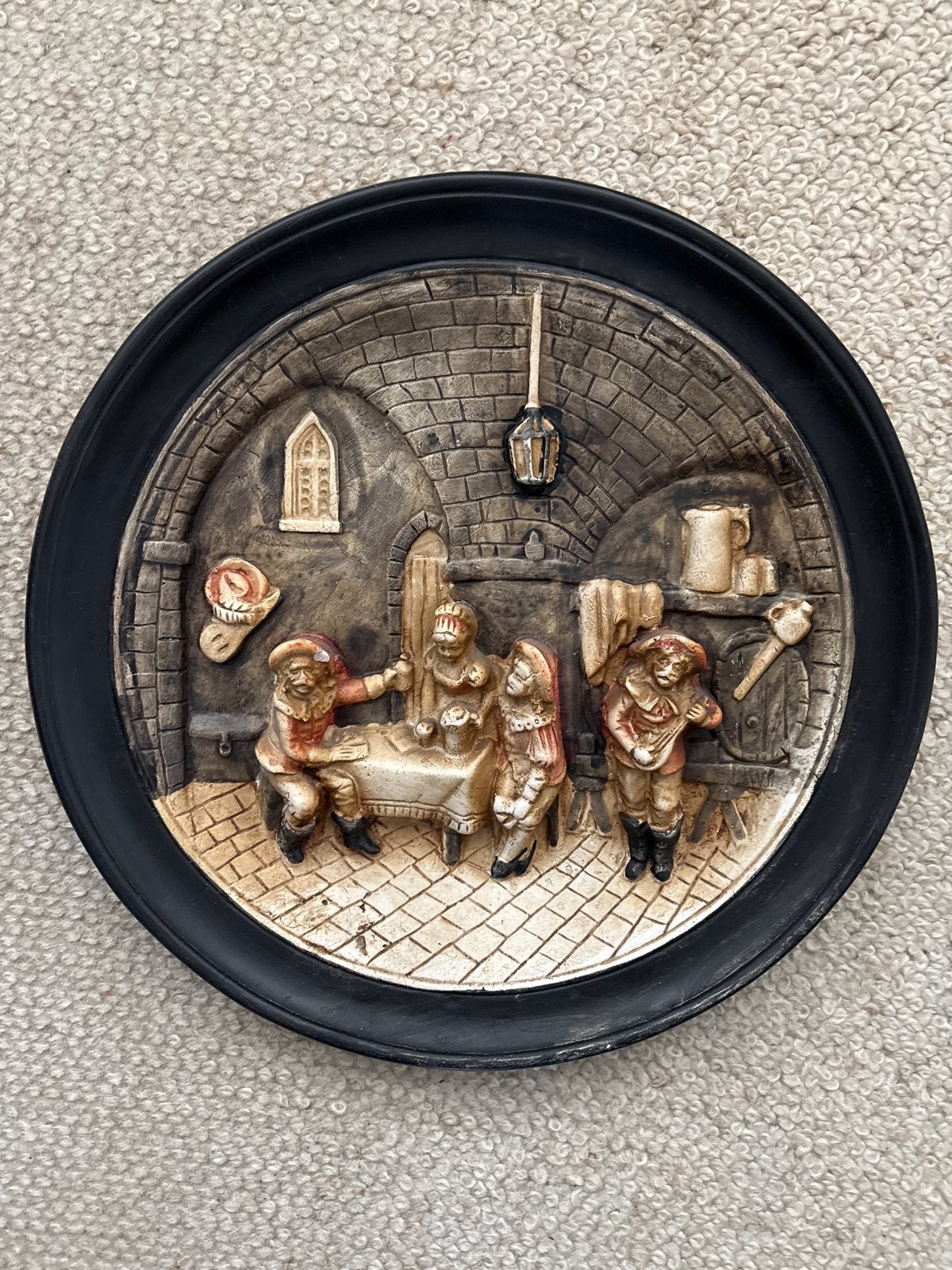 Wanddecoratie: Reliëf Plaquette met Kroegscène, Ophalen of Verzenden