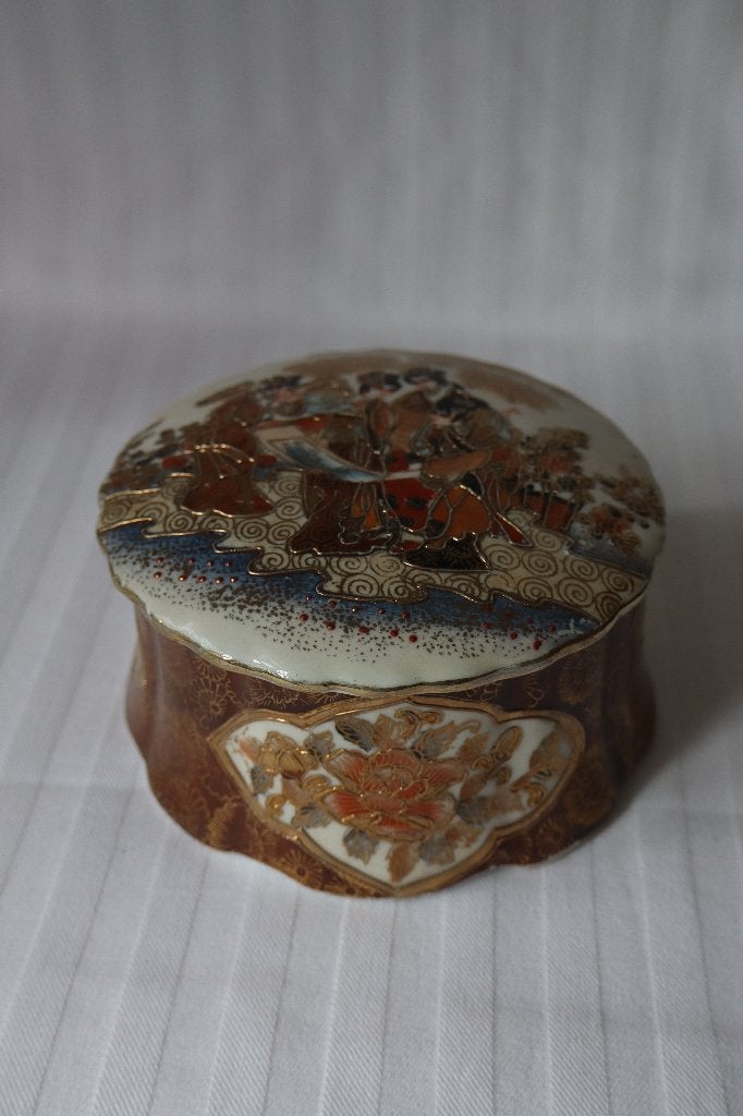 Vintage Chinese porseleinen doosje Satsuma stijl, Ophalen of Verzenden