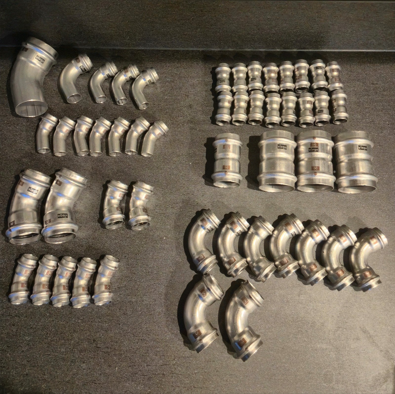 50 stuks diverse Viega Temponox persfittingen en bochten, Ophalen of Verzenden, Nieuw, Rvs, Overige typen