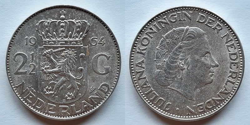 Rijksdaalder 1964 zilver Pr, Verzenden, Koningin Juliana, 2½ gulden, Zilver