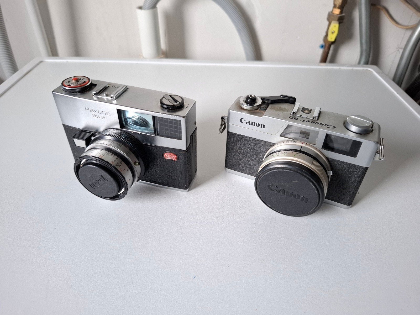 Canon Canonet 28 en Nurnberg Braun Pixette 35B camera, Audio, Tv en Foto, Ophalen of Verzenden, Gebruikt, Compact, Overige Merken