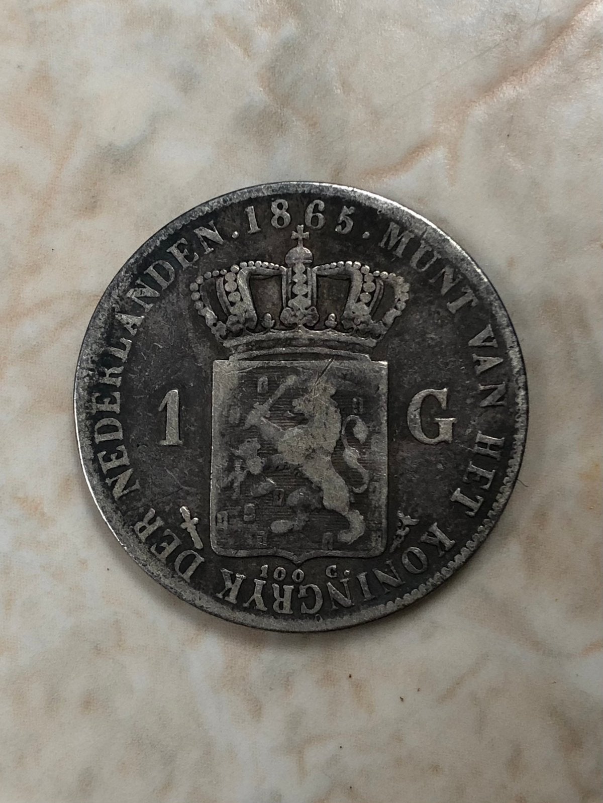 1 gulden 1865, zilver, Willem III., 1 gulden, Koning Willem III, Verzenden, Zilver