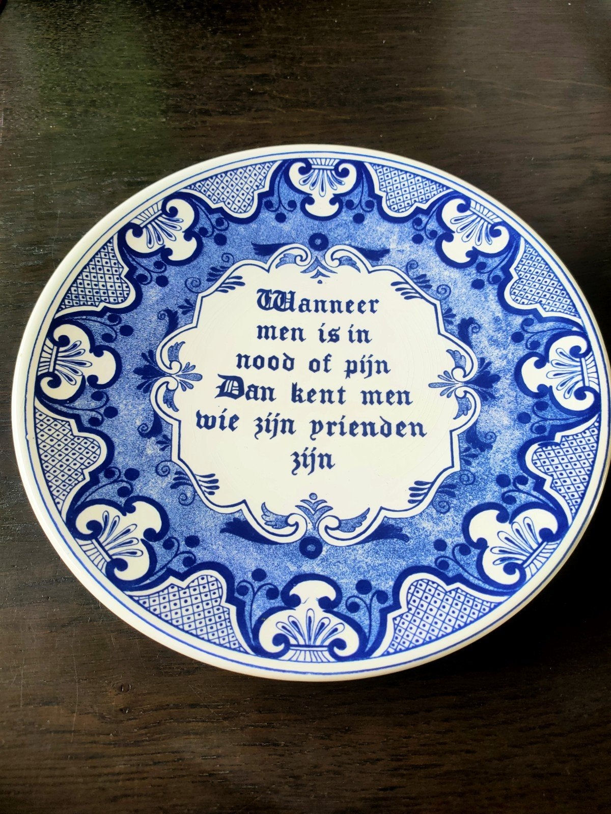 Delfts blauw spreuk bord, Antiek en Kunst, Ophalen of Verzenden