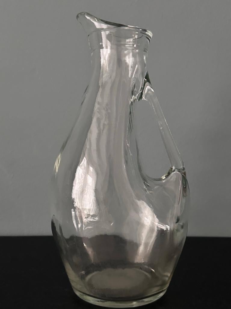 Fraaie vintage glazen waterkan, geblazen en ingeduwd, Antiek en Kunst, Antiek | Glas en Kristal, Ophalen of Verzenden