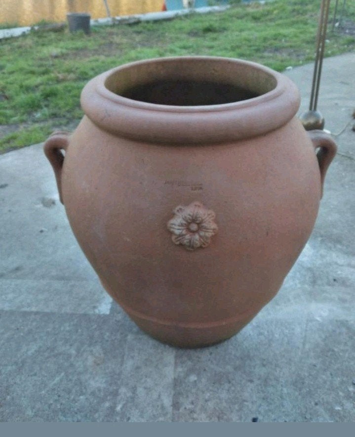 Impruneta LineDeze handgemaakte Toscaanse terracotta kruik,, Gebruikt, 40 cm of meer, Rond, Ophalen of Verzenden
