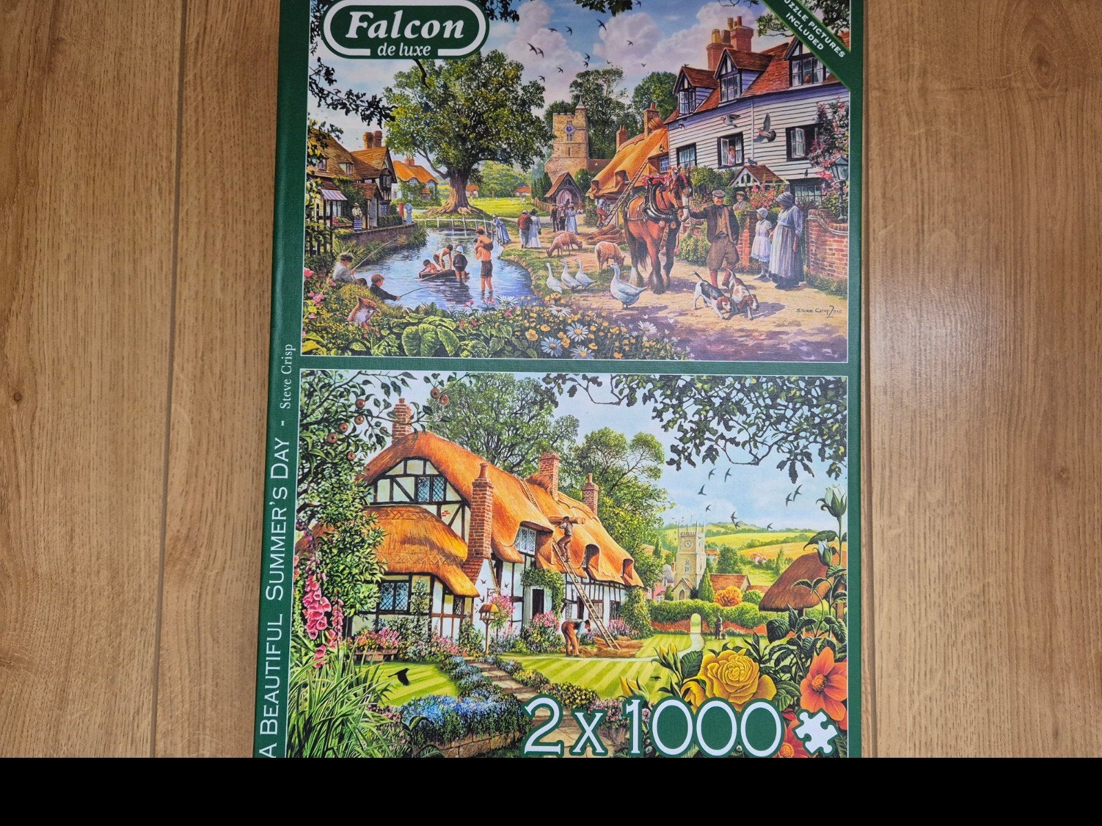 2 legpuzzels van 1000 stuks Falcon, Ophalen of Verzenden, 500 t/m 1500 stukjes, Zo goed als nieuw