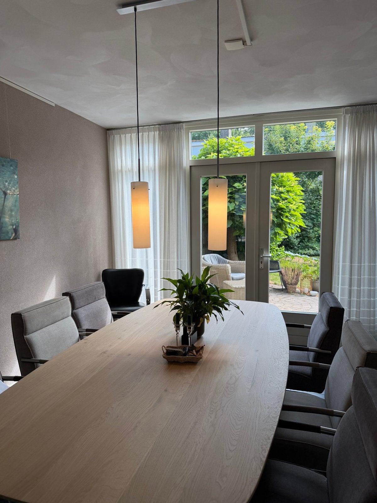 Moderne Hanglampen Cilinder Matglas - Set van 2, Ophalen, Zo goed als nieuw, Glas, E27 (groot)