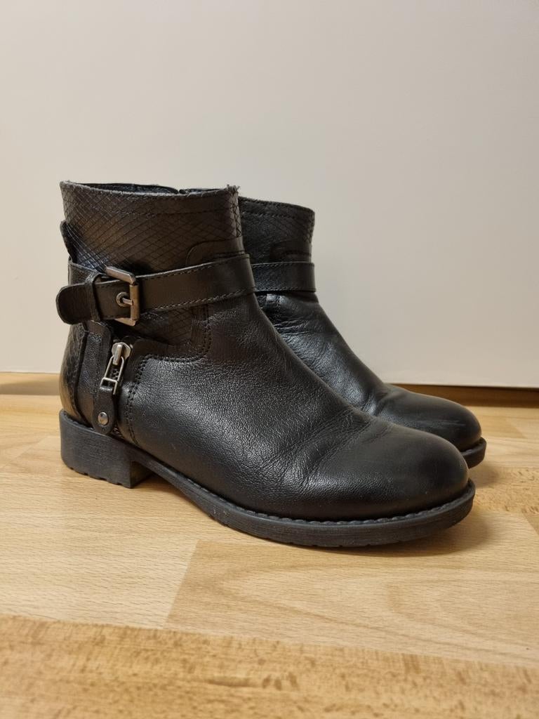 Echt leren zwarte enkellaarsjes Cafe Moda - Mt 38, Zwart, Cafe Moda, Lage of Enkellaarzen, Ophalen of Verzenden