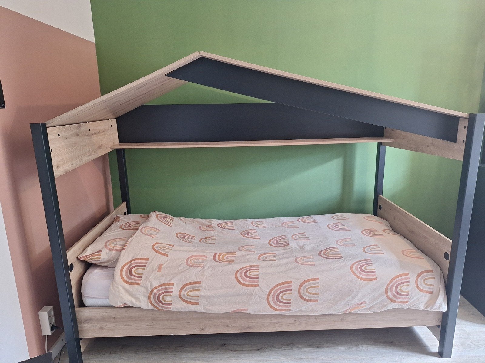 Huisjes/ hutbed - Eenpersoons kinderbed, 90 cm, Eenpersoons, Bruin, Ophalen of Verzenden