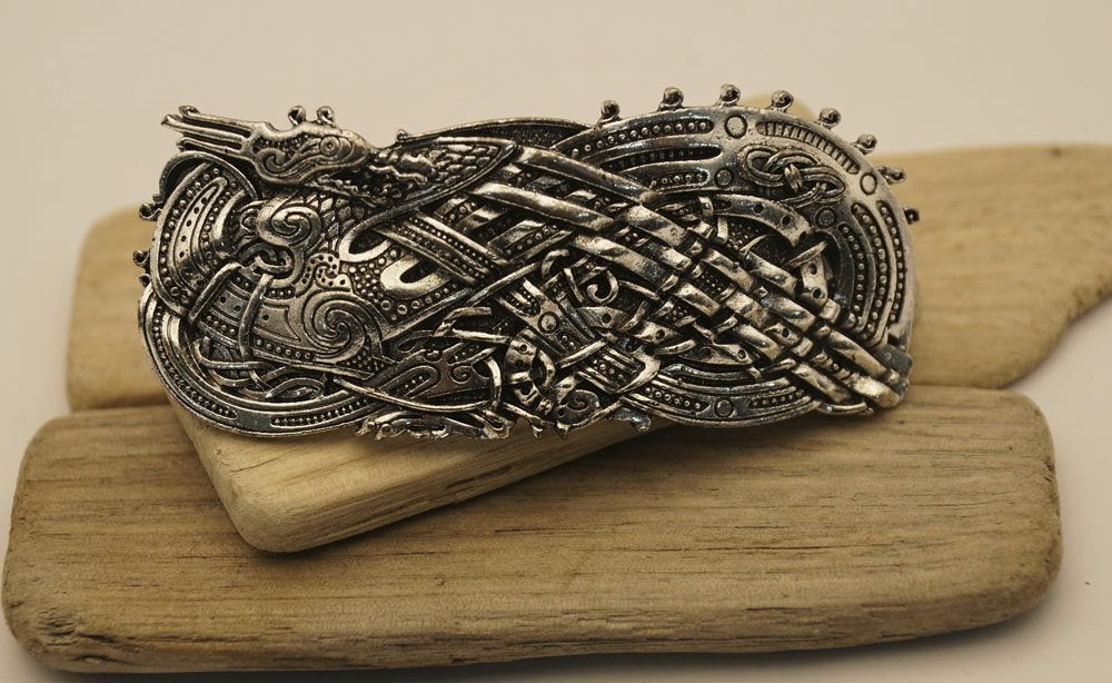 Draken haarclip nikkel - dragon haarclip, Verzenden, Nieuw, Haarspeld