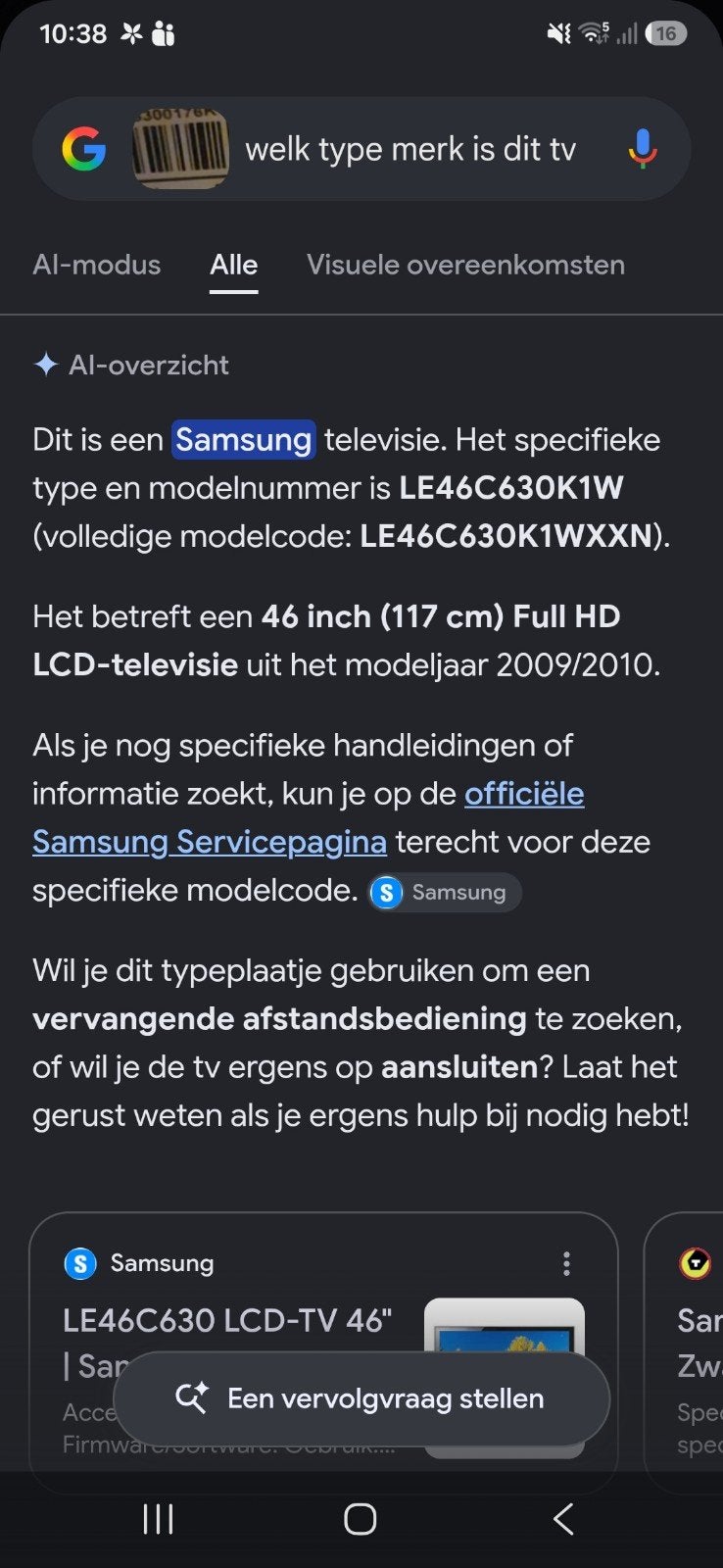 Samsung LE46C630K1W 46 inch Full HD LCD TV, Ophalen, Gebruikt, LCD, Samsung