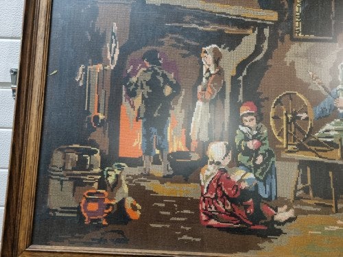 geborduurd schilderij groot in eikenhouten lijst, Ophalen of Verzenden, 'T Olde Gre-j, Info@toldegrej.nl, Endepoelstraat 20f Didam