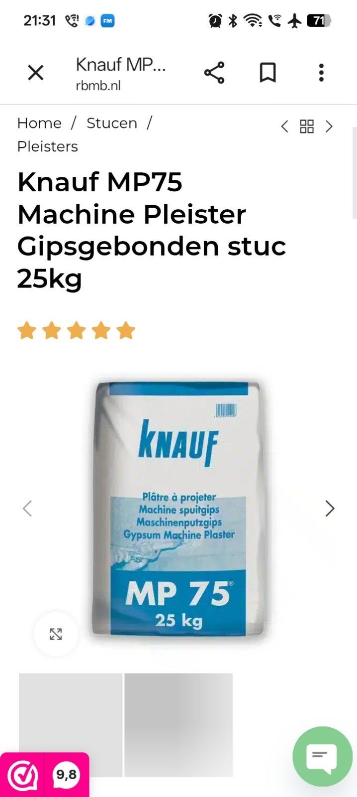 Knauf MP75, Ophalen