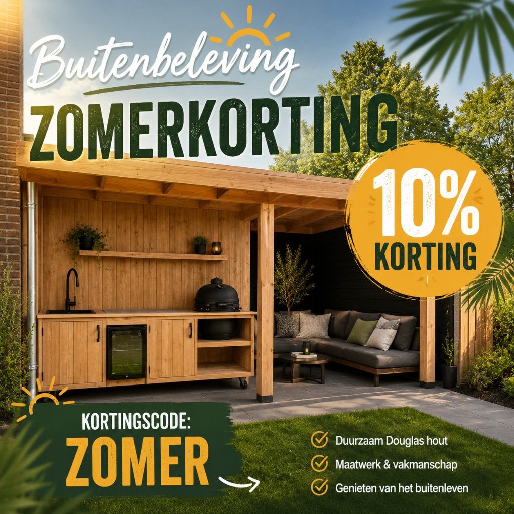 Douglas buitenkeuken Deluxe met koelkast en Wasbak, Houtskool, Nieuw, Ophalen of Verzenden, Handgemaakt