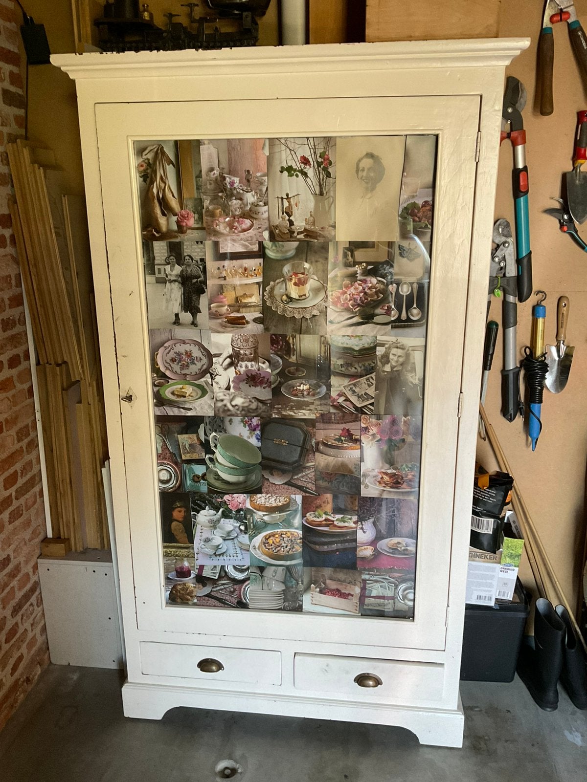 Vintage kast gratis, Ophalen, Met plank(en), 100 tot 150 cm, Teakhout