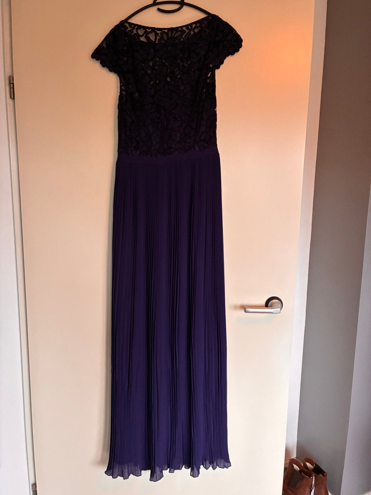 H&M Maxi-jurk met plissérok maat 38 (chiffon galajurk), Kleding | Dames, Gelegenheidskleding, Maat 38/40 (M), Galajurk, Blauw