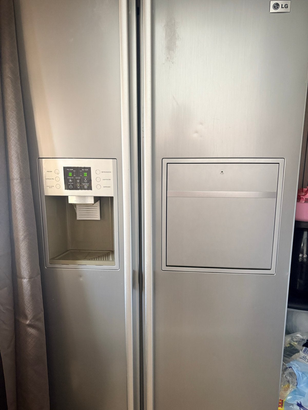 LG Amerikaanse Koelkast - Side-by-Side met Water/IJs Dispens, Witgoed en Apparatuur, Ophalen, Gebruikt, 200 liter of meer, 60 cm of meer