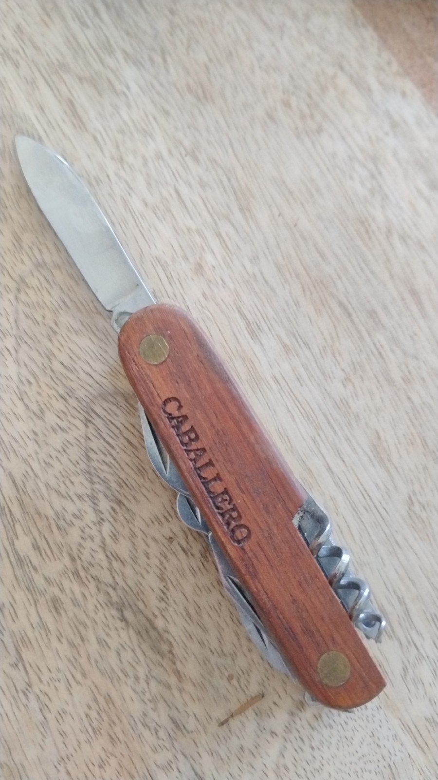 Multitool zakmes met houten handvat - Caballero, Ophalen of Verzenden