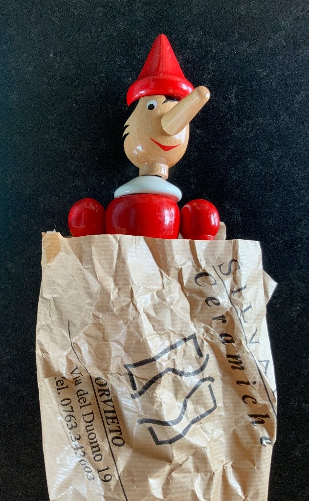 Pinocchio trekpop 2x italië, Ophalen of Verzenden, Overige figuren, Zo goed als nieuw, Beeldje of Figuurtje
