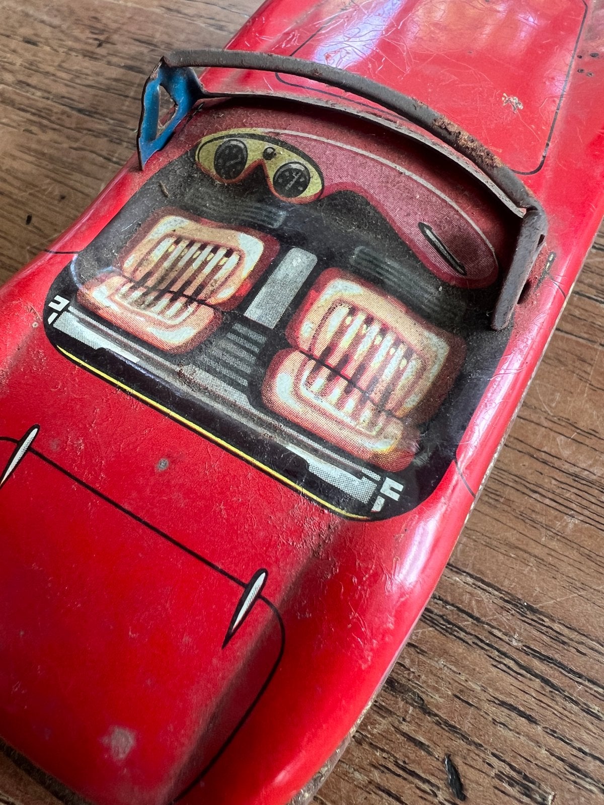 Austin-Healey 100-4 blikken modelauto - 14cm, Overige merken, Gebruikt, Auto, Groter dan 1:32